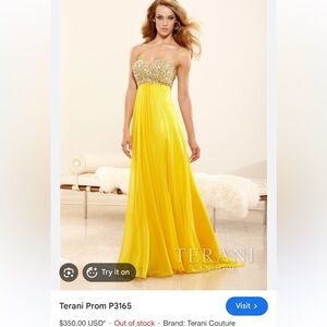 Terani Couture Vibrant Yellow Prom Dress